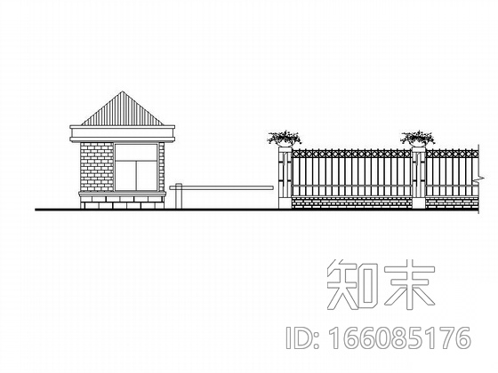 [合肥]某村落围墙及大门建筑施工图cad施工图下载【ID:166085176】