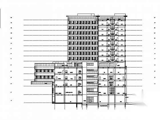 [广东]14层玻璃幕墙立面医院建筑设计施工图（2015年图纸...施工图下载【ID:160722168】