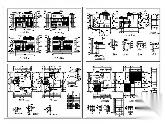 [新农村]2层田园式独栋别墅建筑设计施工图（含效果图）施工图下载【ID:165736126】