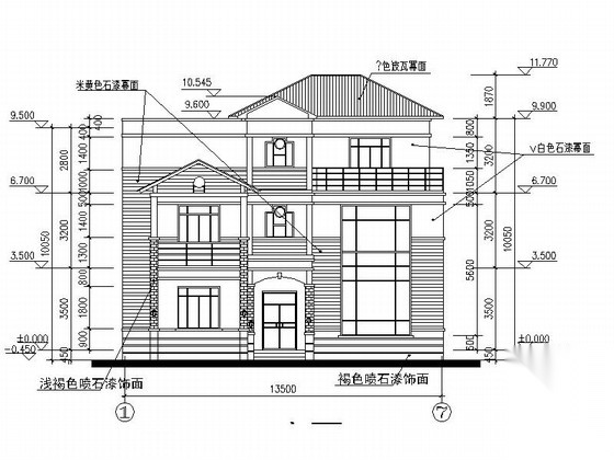 [新农村]2层田园式独栋别墅建筑设计施工图（含效果图）施工图下载【ID:165736126】