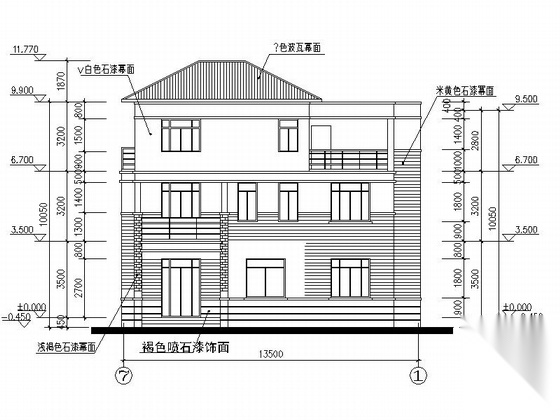 [新农村]2层田园式独栋别墅建筑设计施工图（含效果图）施工图下载【ID:165736126】