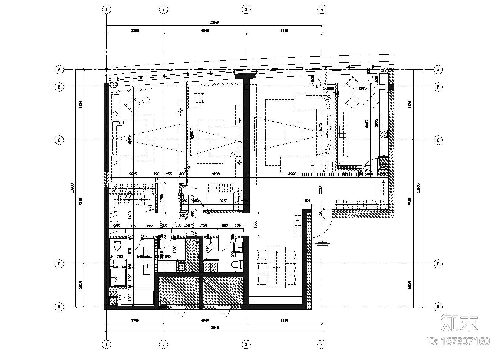 [山东]-青岛世纪名人广场A2样板房施工图施工图下载【ID:167307160】