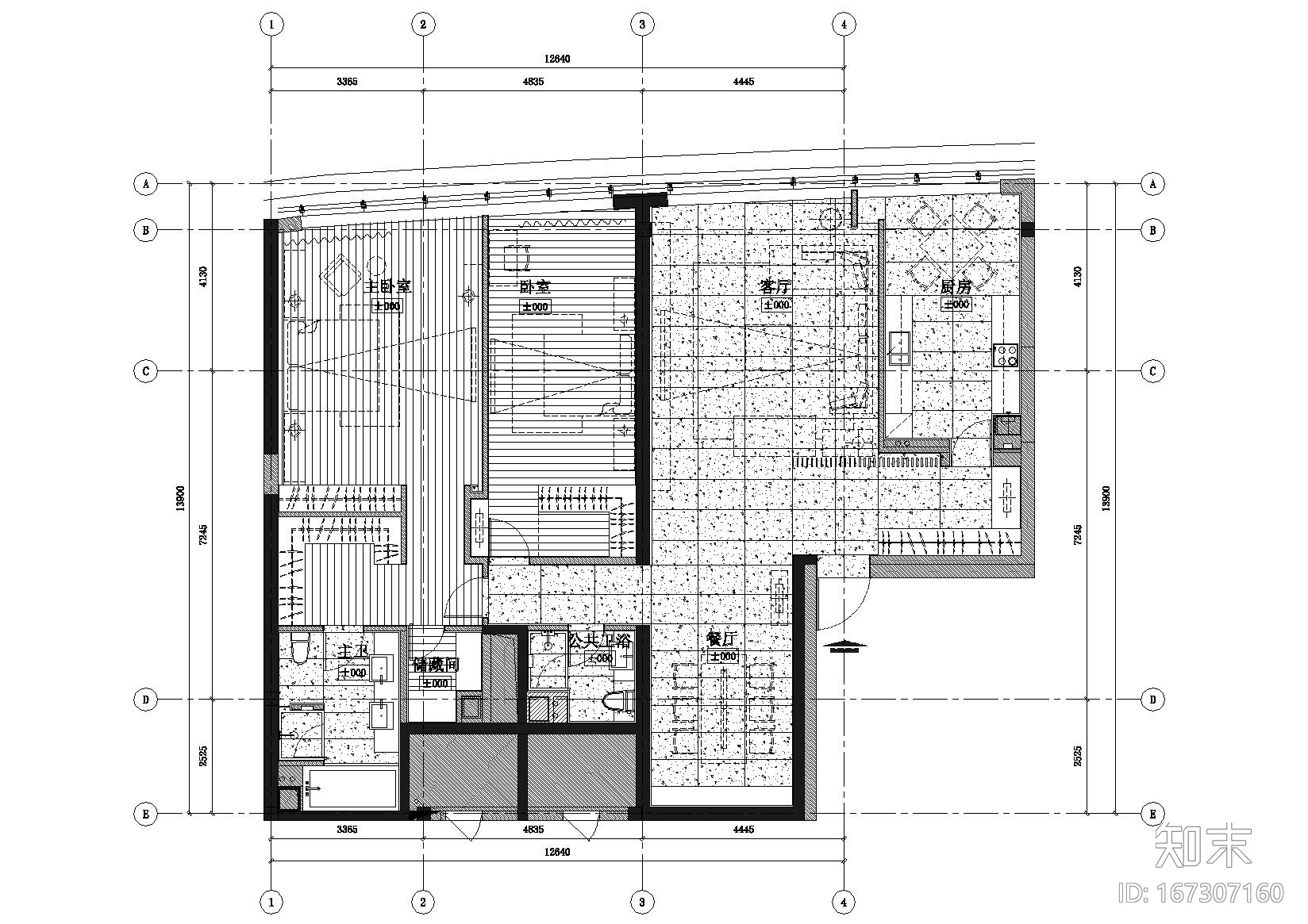 [山东]-青岛世纪名人广场A2样板房施工图施工图下载【ID:167307160】