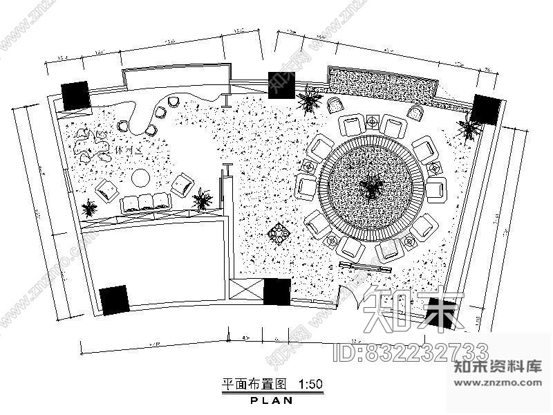 某接待室装修cad施工图下载【ID:832232733】