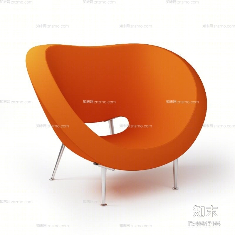 现代橙色塑料蛋壳椅3D模型下载【ID:40817104】
