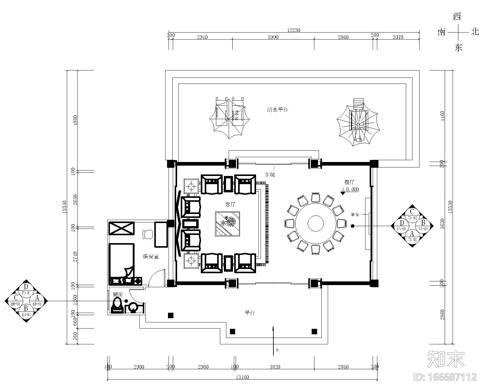 某别墅型私人接待餐厅装饰施工图cad施工图下载【ID:166687112】