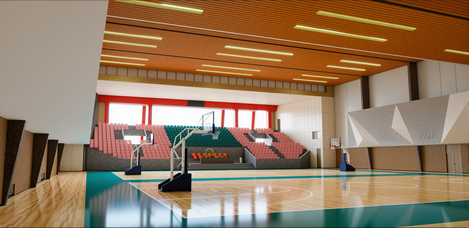 现代篮球场SU模型下载【ID:1215206762】