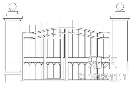 铁艺大门cad施工图下载【ID:161801111】