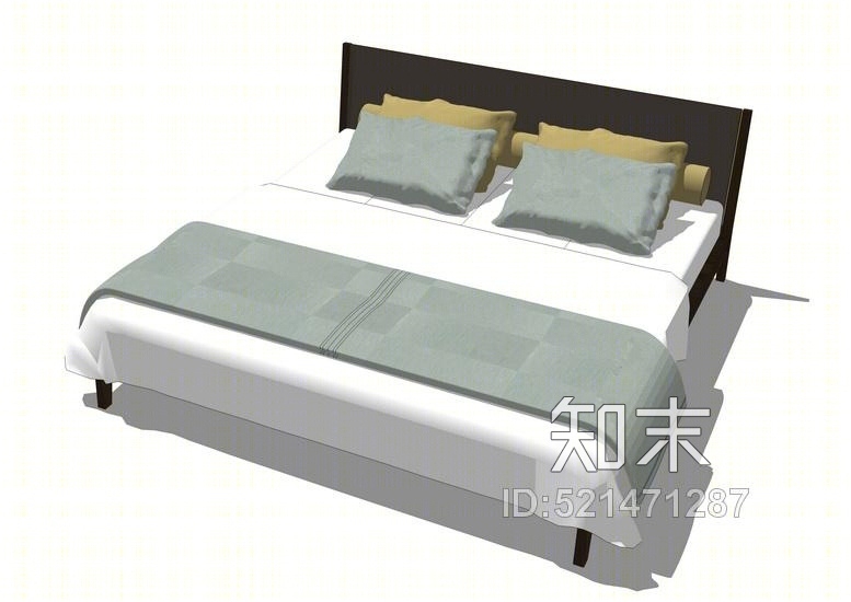 现代双人床SU模型下载【ID:521471287】