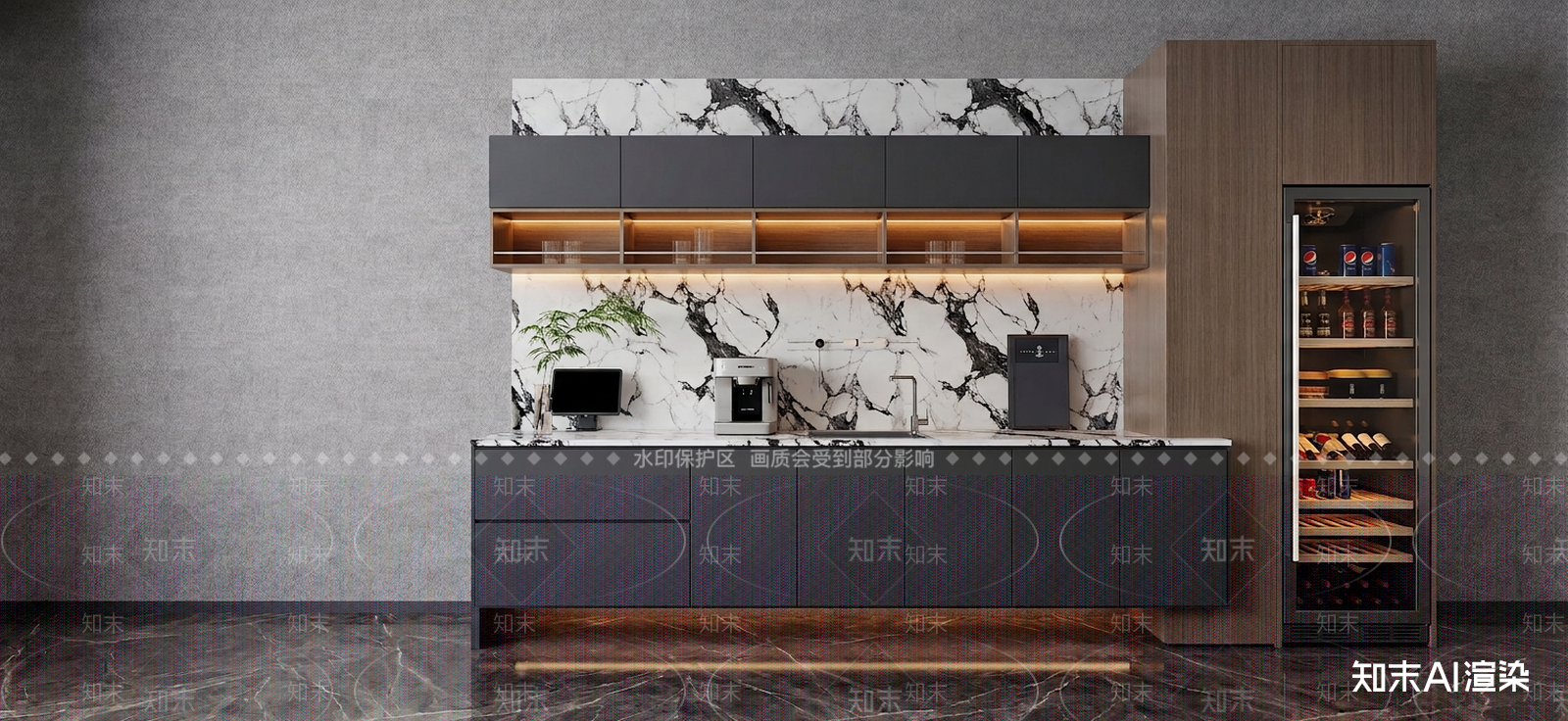 组合式储物酒柜茶水间3D模型下载【ID:1227239178】