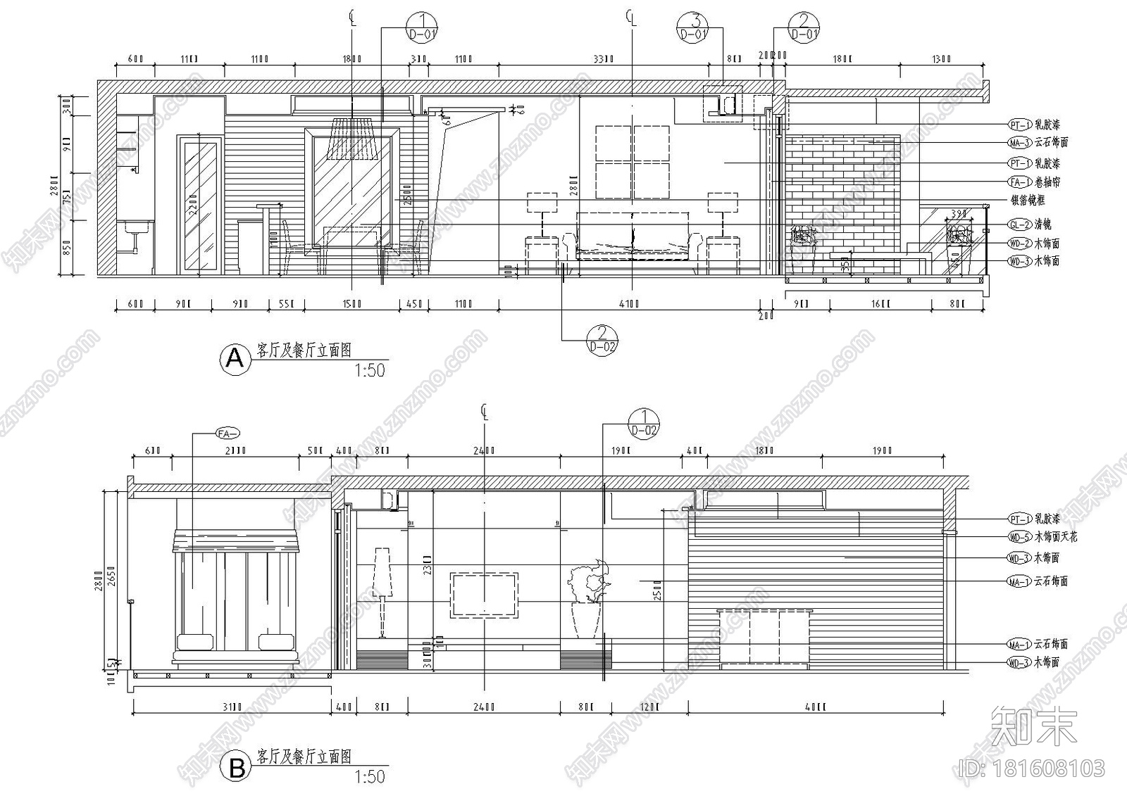 [广东]梁景华_珠海丽景湾B型样板间施工图cad施工图下载【ID:181608103】