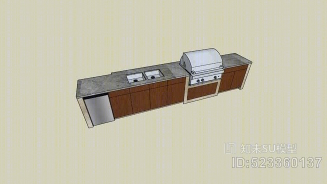 室外厨房烧烤、水槽、裁判SU模型下载【ID:523360137】