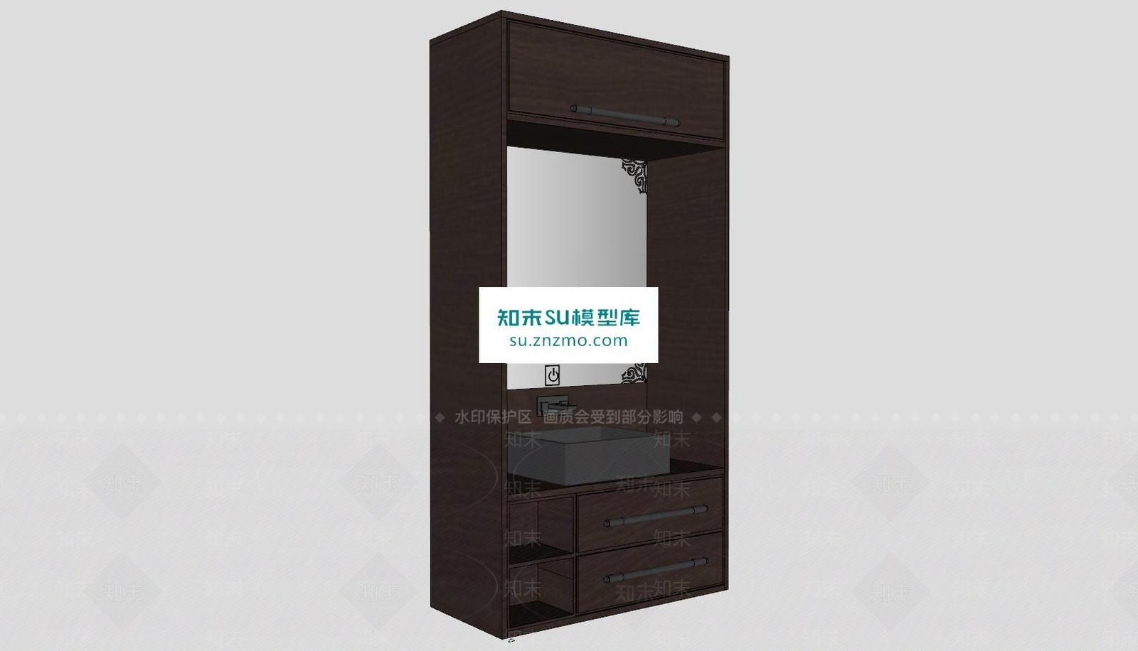 中式现代浴室柜SU模型下载【ID:161531201】
