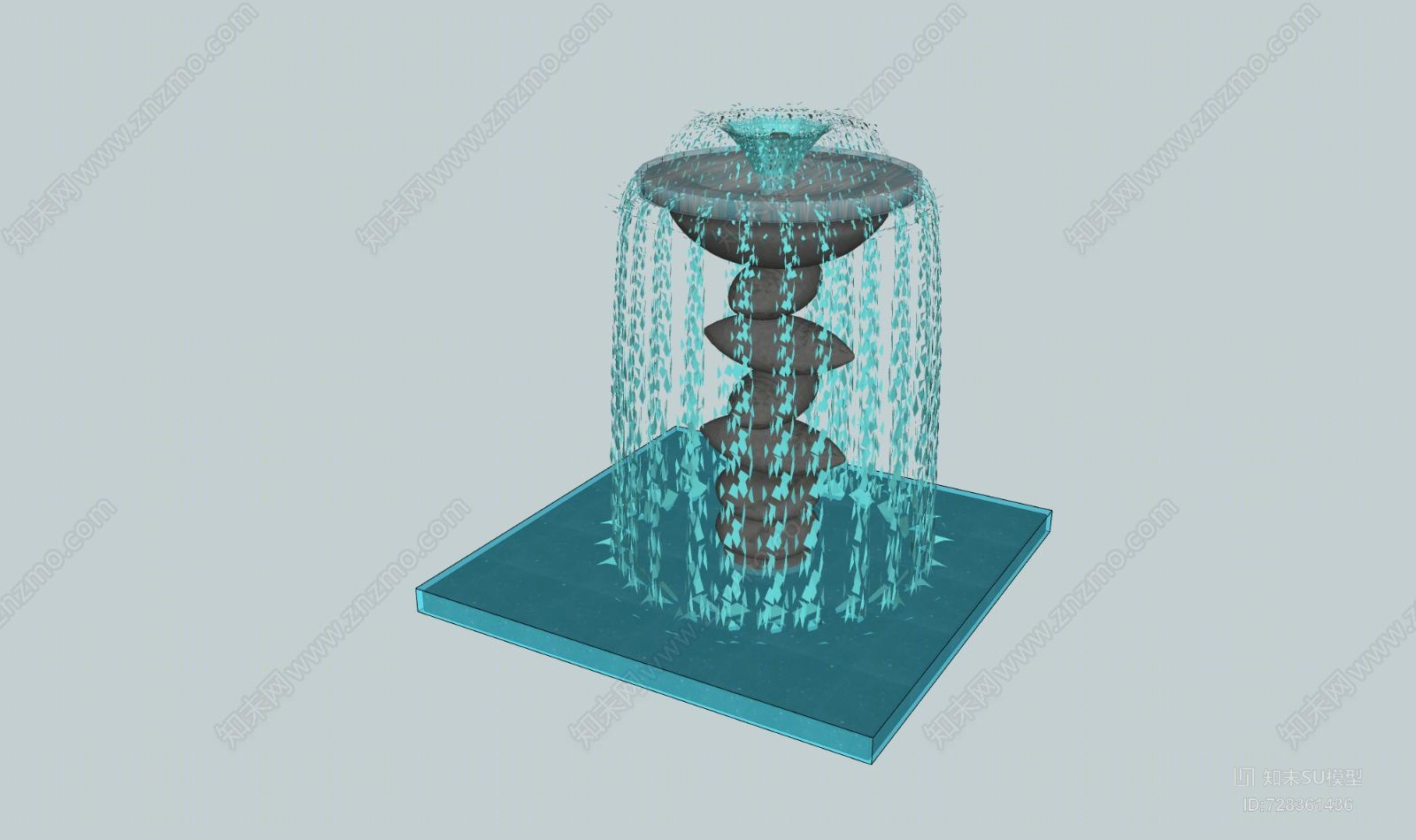 景观入口水景设计SU模型下载【ID:728361436】