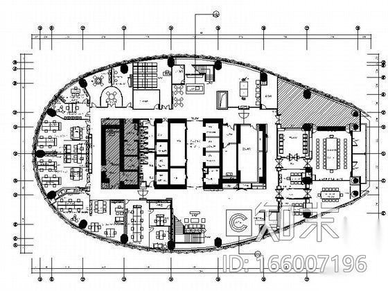 [上海]黄浦江岸独特外形高档现代办公室CAD装修施工图（...cad施工图下载【ID:166007196】