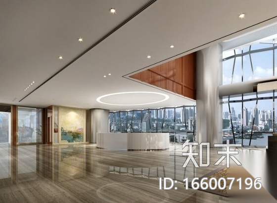 [上海]黄浦江岸独特外形高档现代办公室CAD装修施工图（...cad施工图下载【ID:166007196】