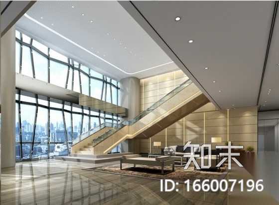 [上海]黄浦江岸独特外形高档现代办公室CAD装修施工图（...cad施工图下载【ID:166007196】