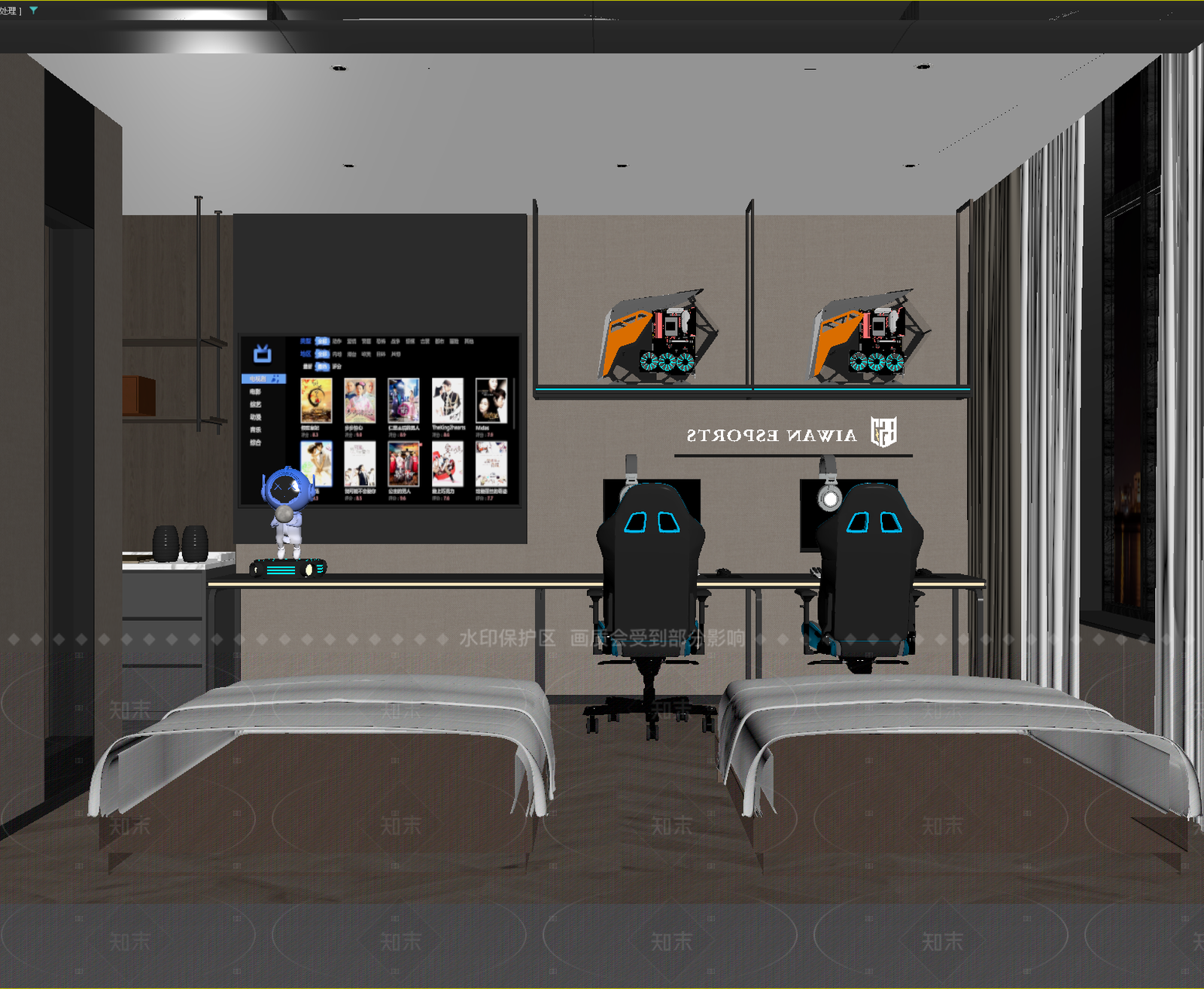 现代电竞房3D模型下载【ID:1214986129】