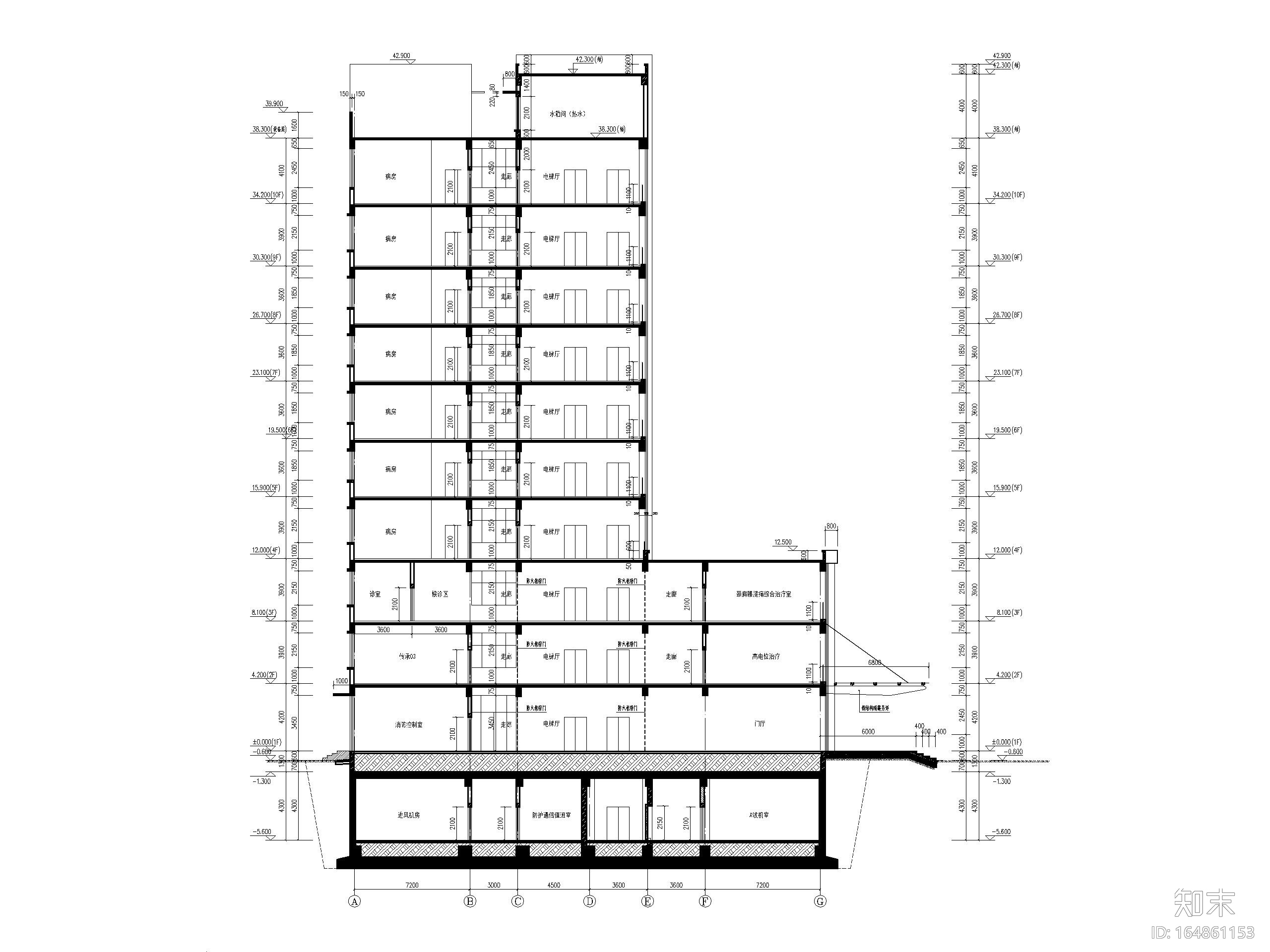 10层框架结构中医医院康复楼建筑施工图cad施工图下载【ID:164861153】