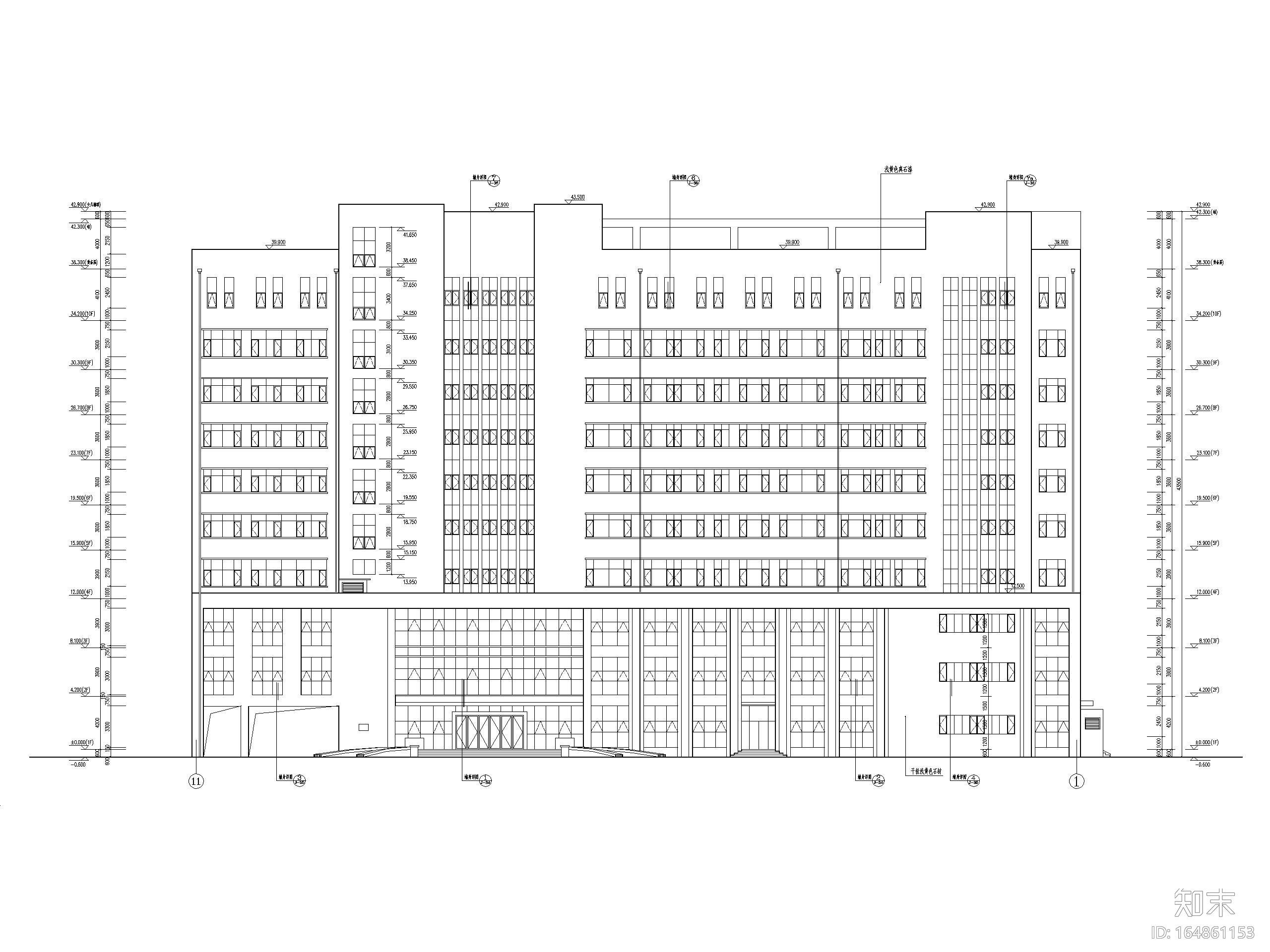 10层框架结构中医医院康复楼建筑施工图cad施工图下载【ID:164861153】