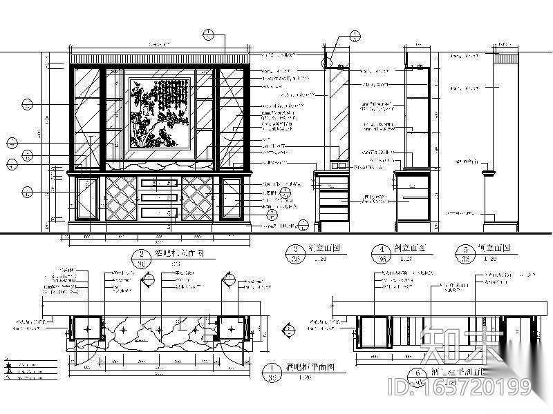 欧式酒吧柜详图cad施工图下载【ID:165720199】
