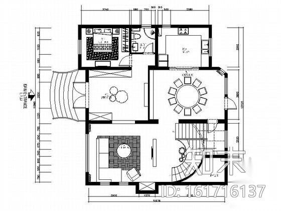 典雅东南亚风情三层别墅样板间CAD装修施工图（含软装方...施工图下载【ID:161716137】