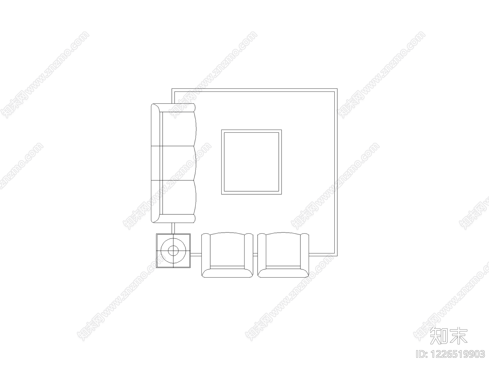 沙发cad施工图下载【ID:1226519903】