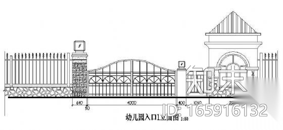 某幼儿园入口施工图cad施工图下载【ID:165916132】