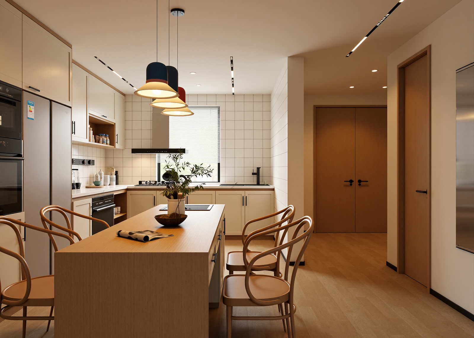 日式岛台餐厅3D模型下载【ID:1215063107】