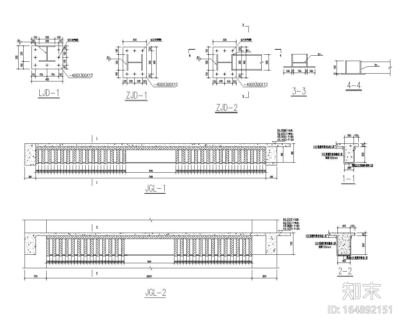 某室内新加钢结构楼梯施工图（CAD）施工图下载【ID:164892151】