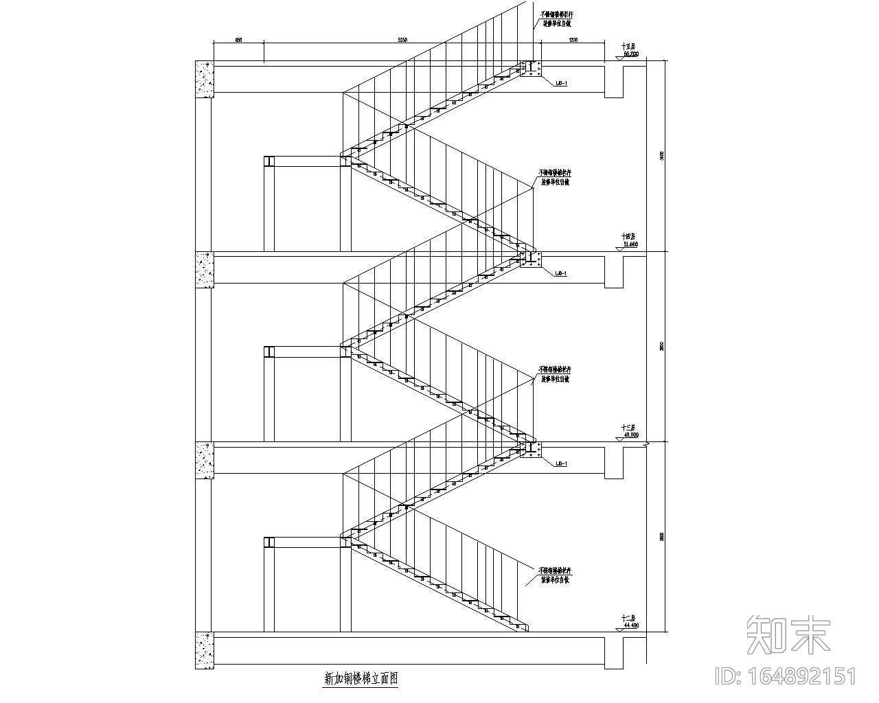 某室内新加钢结构楼梯施工图（CAD）施工图下载【ID:164892151】