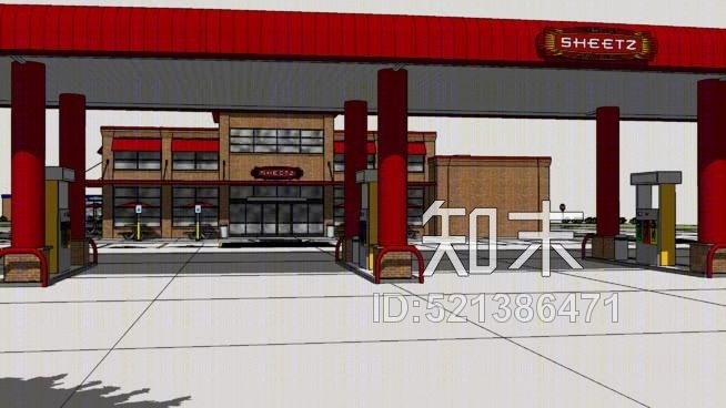 加油站SU模型下载【ID:521386471】