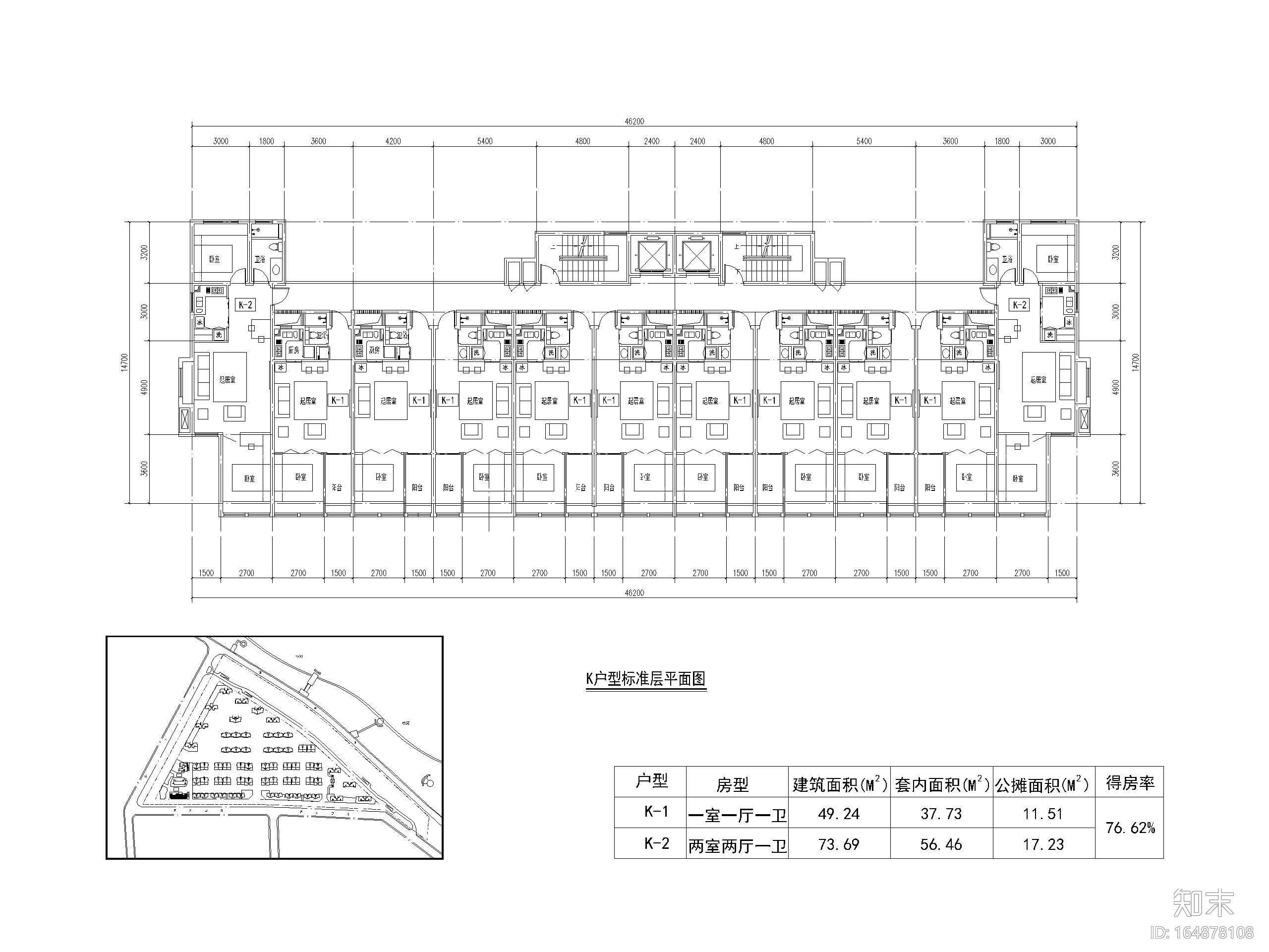 19套高层住宅公寓一室户户型图设计CAD施工图下载【ID:164878108】