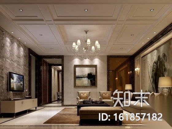 经典中式三层别墅室内装修图（含效果）cad施工图下载【ID:161857182】