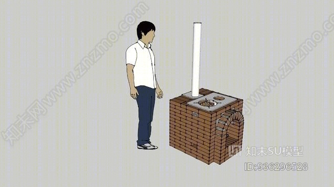 烹饪用木炉、热水器和壁炉SU模型下载【ID:936296528】