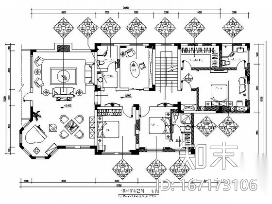 精品古典欧式风情三层别墅室内CAD装修图（含效果）cad施工图下载【ID:167173106】