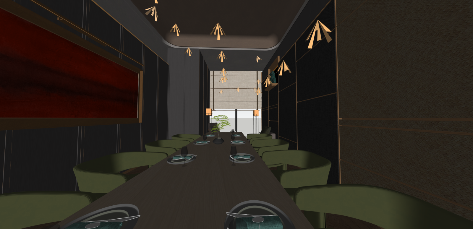 现代中餐厅SU模型下载【ID:1216060717】