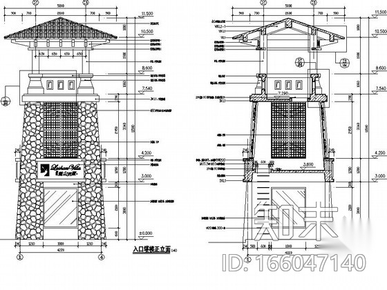 [长沙]别墅会所及入口景观设计施工图cad施工图下载【ID:166047140】