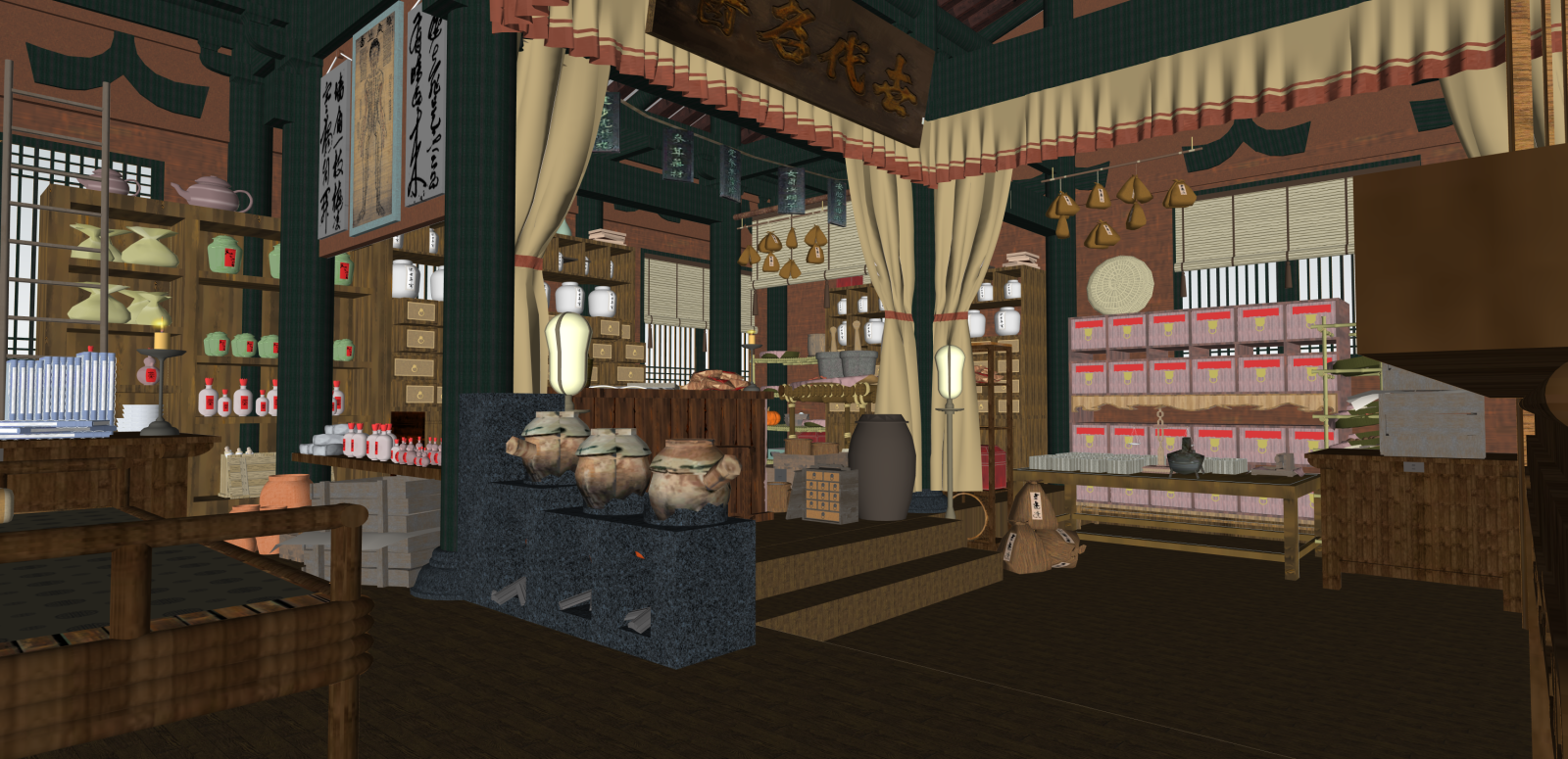 中式其他店铺SU模型下载【ID:1216078751】