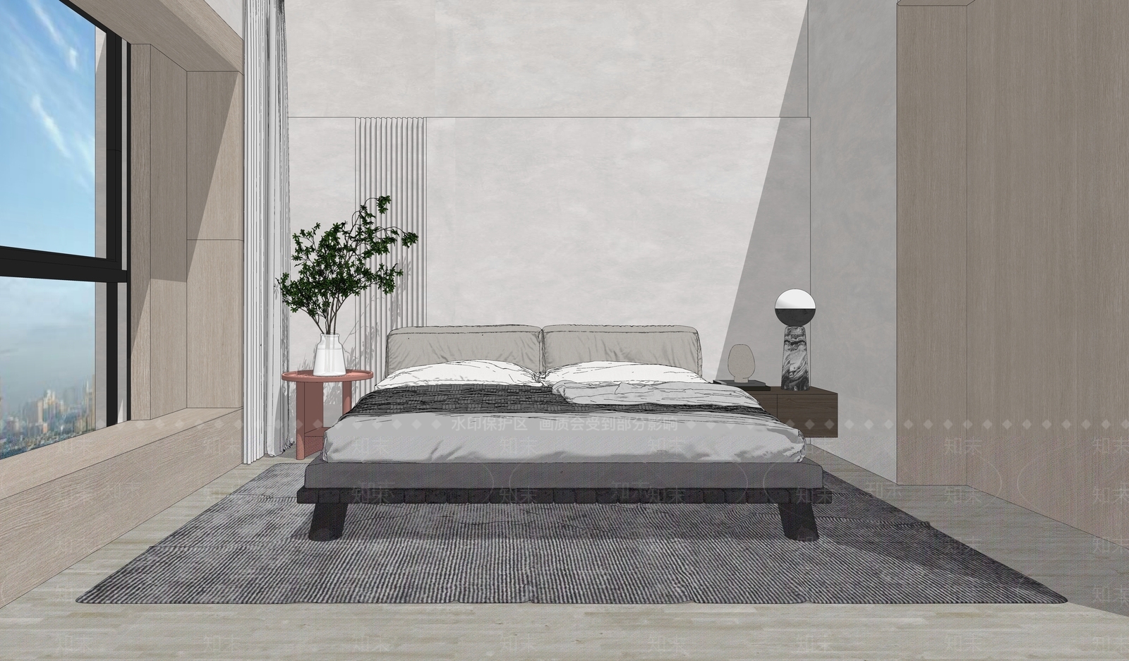 侘寂风卧室SU模型下载【ID:192158146】