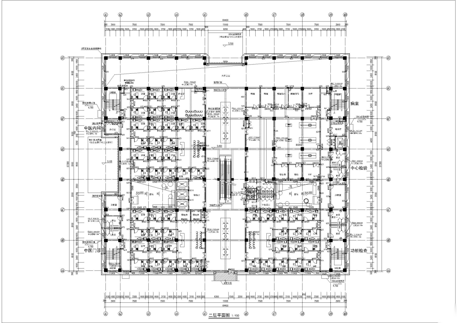 宣化中医院门诊楼建筑施工图施工图下载【ID:160722113】