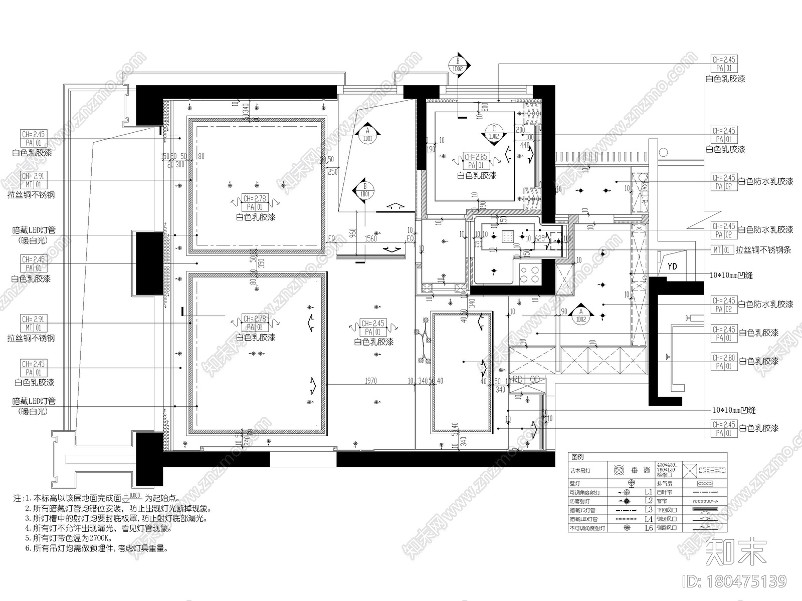 [深圳]中心178㎡现代复式三居家装图纸施工图下载【ID:180475139】