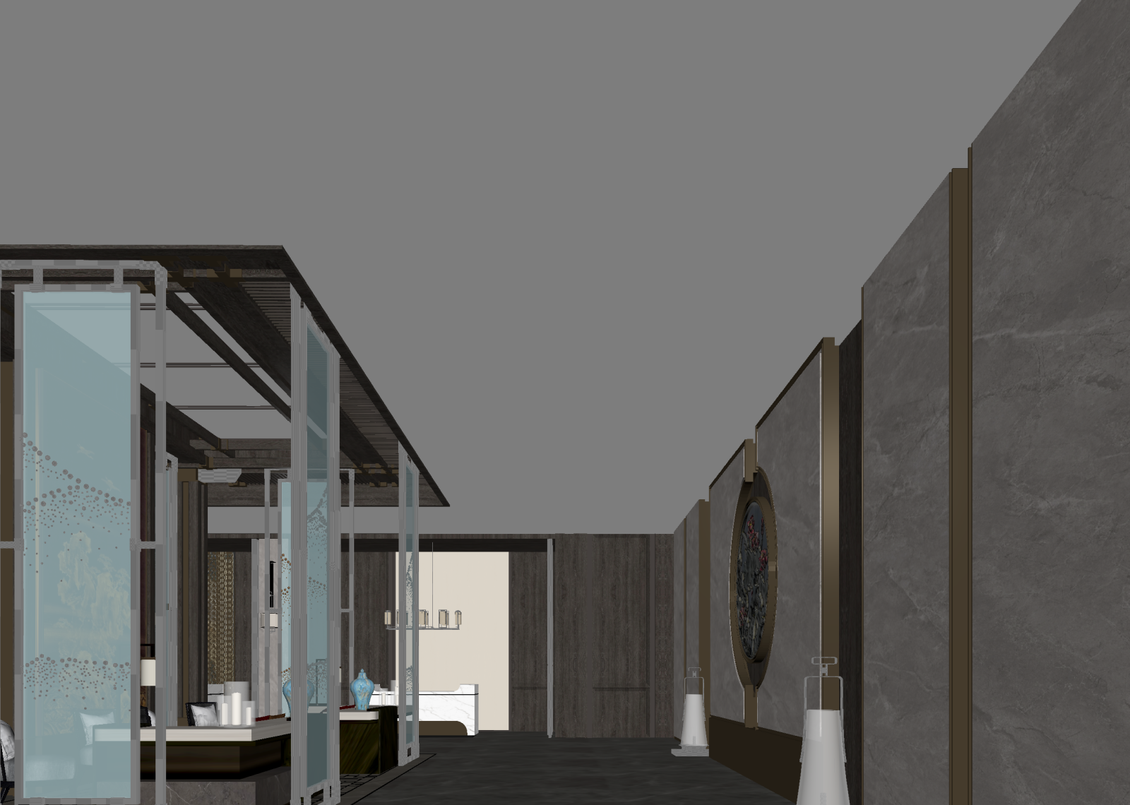 新中式酒店走廊3D模型下载【ID:1214928697】