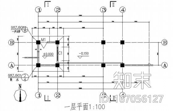 某幼儿园大门建筑方案图cad施工图下载【ID:167056127】