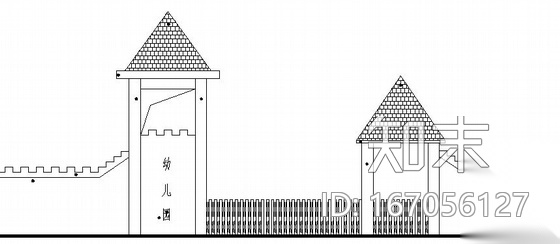 某幼儿园大门建筑方案图cad施工图下载【ID:167056127】