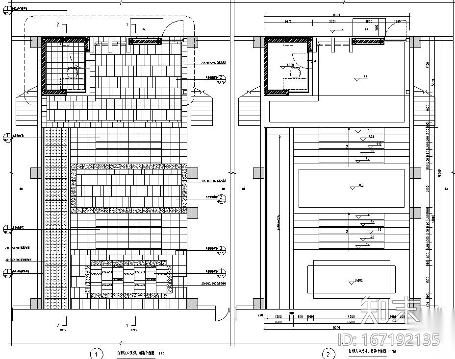 [广州]时代典雅住宅B型入口景观施工图设计cad施工图下载【ID:167192135】