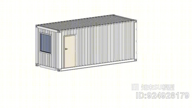 20英尺集装箱，有额外的门和窗SU模型下载【ID:924928179】