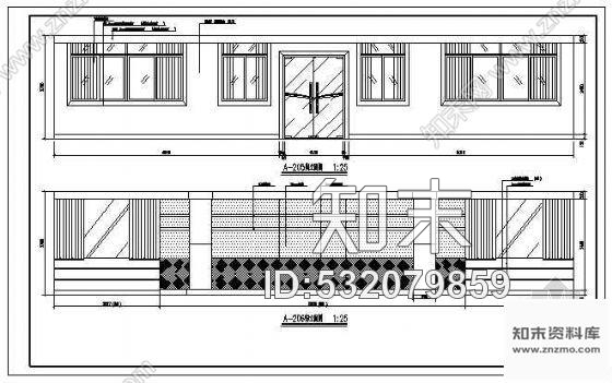 施工图某单位大堂办公室装饰图立面cad施工图下载【ID:532079859】