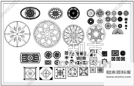 图块/节点地面CAD常用拼花施工图下载【ID:832172791】