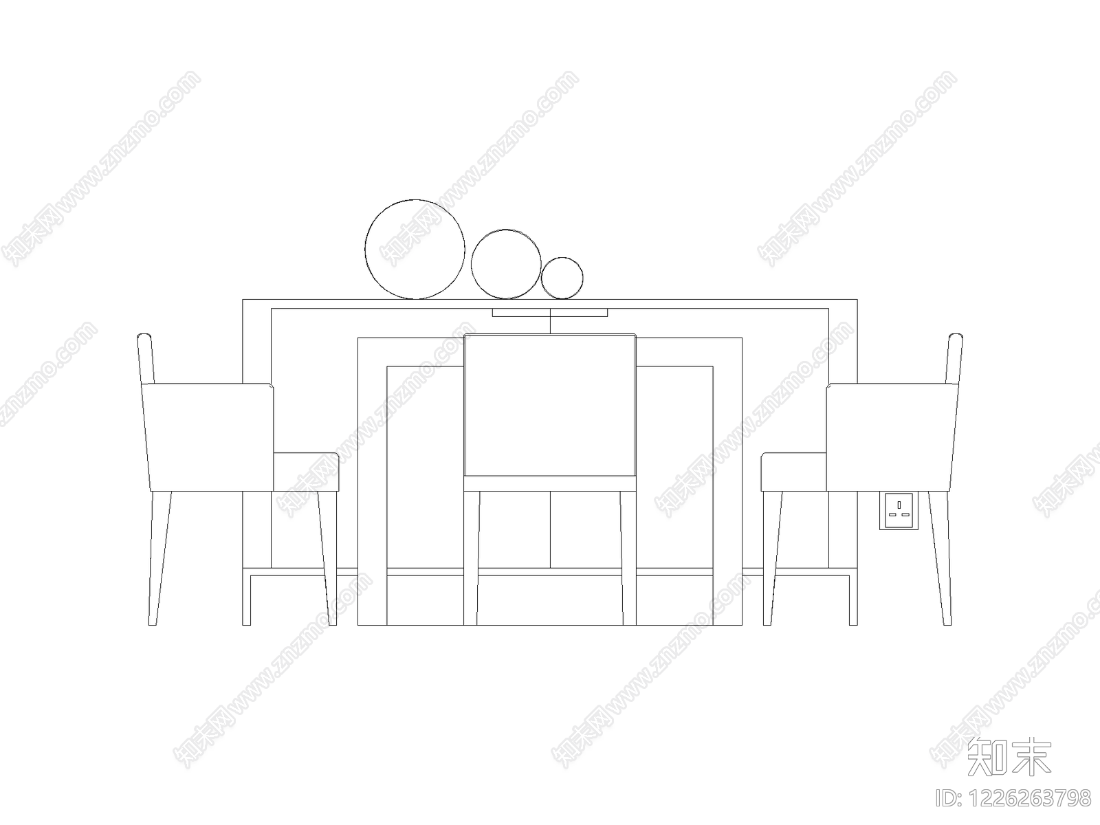 餐桌几类平立面餐桌cad施工图下载【ID:1226263798】